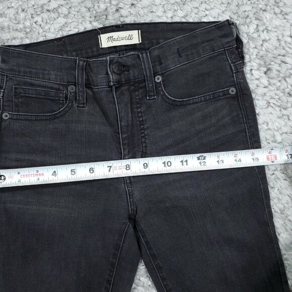 Madewell 9" Mid High Rise Skinny Jeans Ripped Distressed Size 25 Black Sea H2230 - Picture 12 of 13
